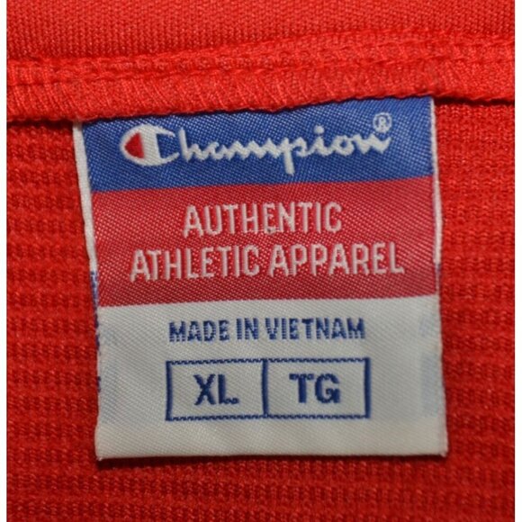 Champion Men's Red Button Front Baseball Jersey Size XL V-Neck Bullseye Racing - Picture 7 of 9
